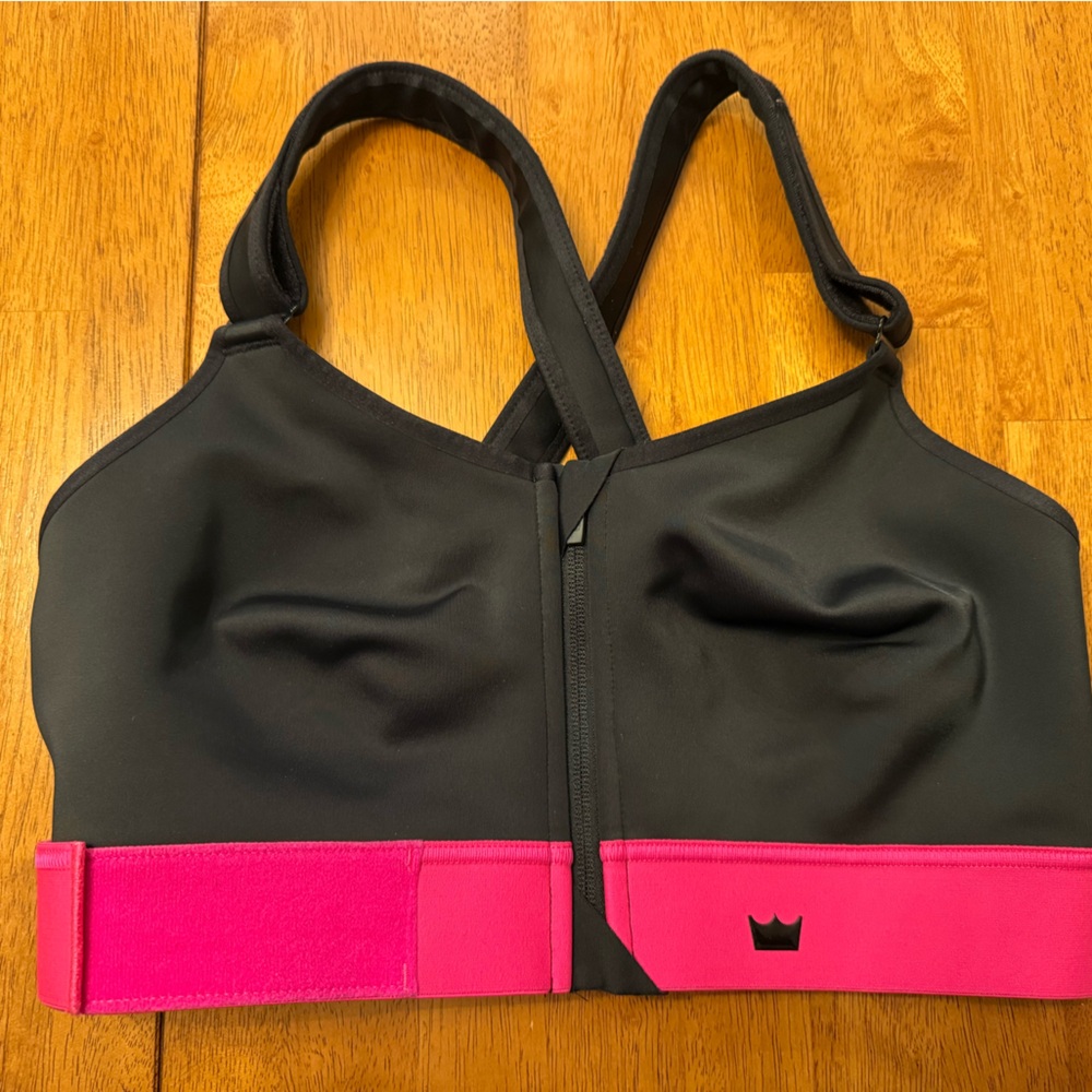 Black and Pink Women's Sports Bra